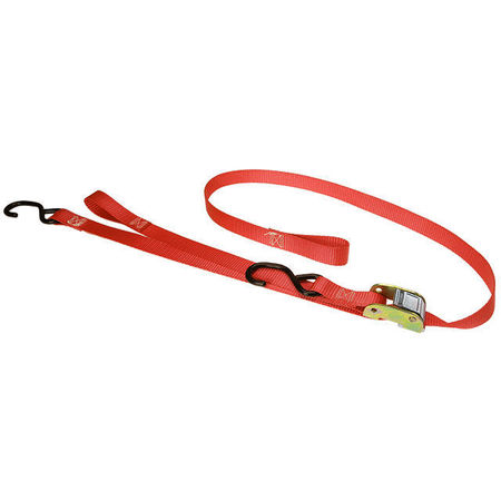 US CARGO CONTROL 1" x 6' Cam Buckle Handlebar Strap w/S-Hooks & Pull Loop Red C506SHLP-RED